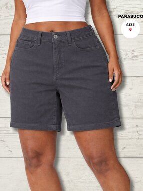 Parasuco Grey Denim Shorts – Size 8 – Stretch – Mid Rise